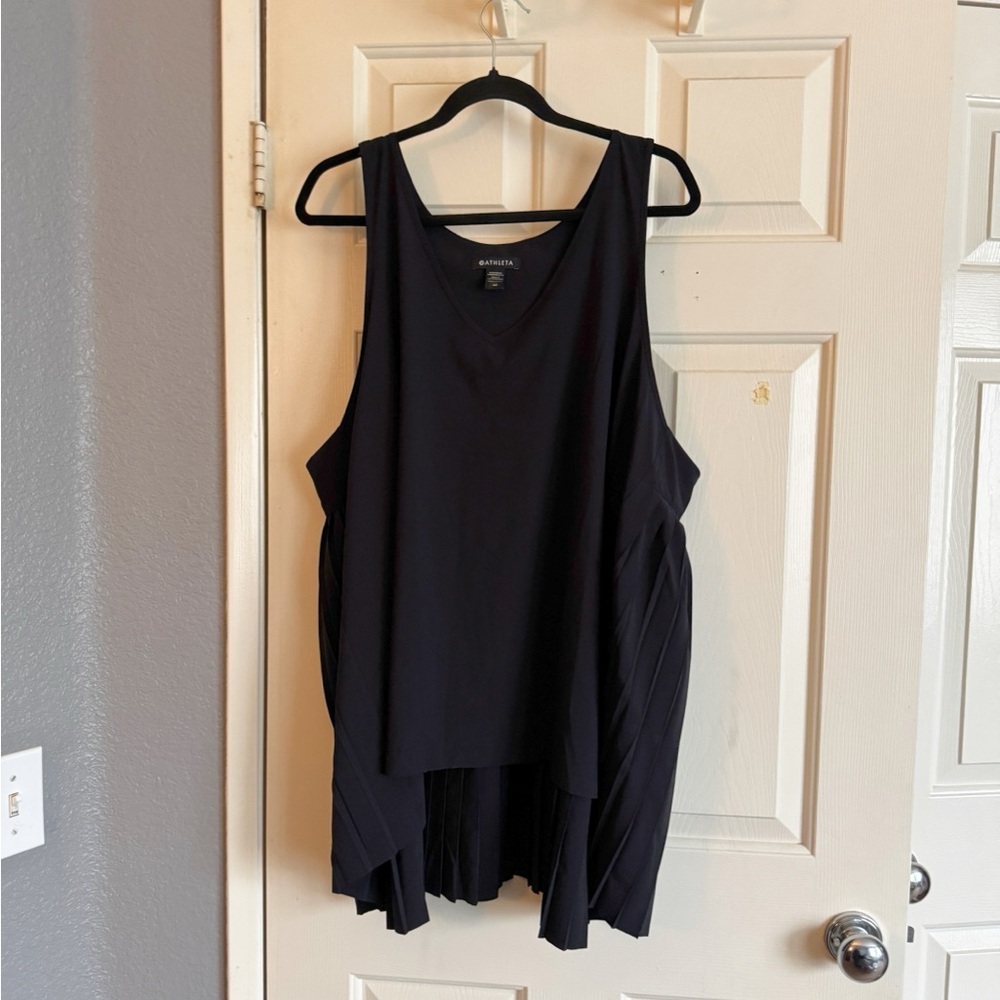 Athleta Black Pleated-Back Tank Top